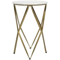 Tulle Round Accent Table in Tulle White & Brassy by Coast To Coast Imports