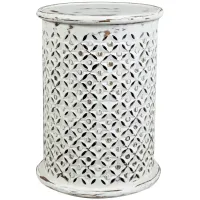 Global Furniture Archive Drum Accent Table in Antique White by Jofran
