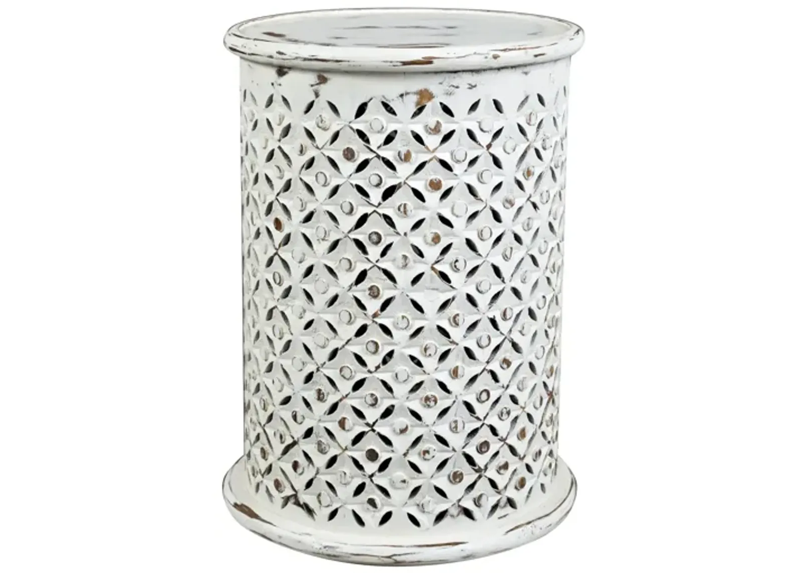 Global Furniture Archive Drum Accent Table in Antique White by Jofran