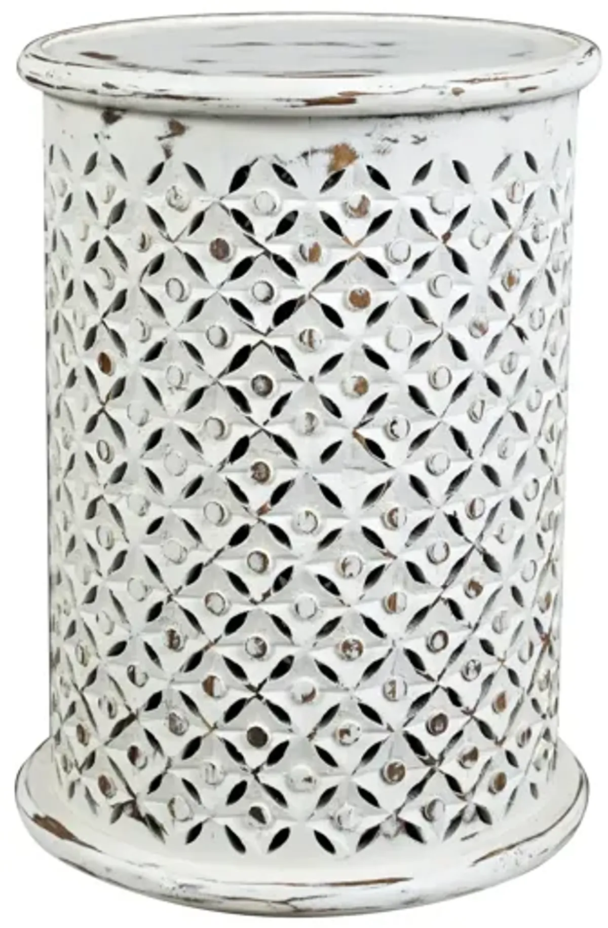 Global Furniture Archive Drum Accent Table in Antique White by Jofran