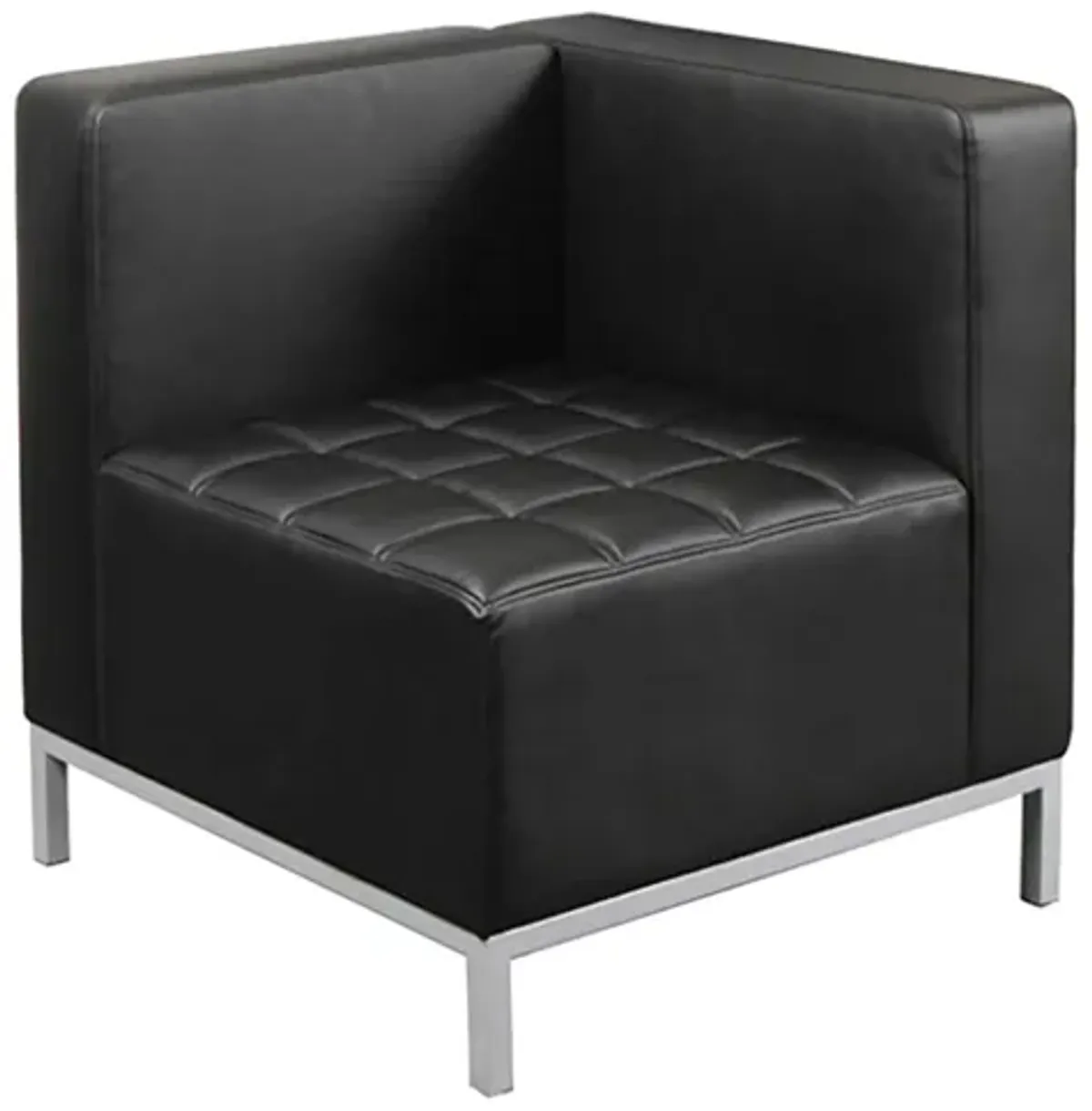 Amurgorod Corner Chair in Black Faux Leather; Silver by Coe Distributors