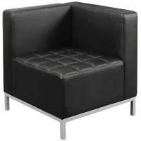 Amurgorod Corner Chair in Black Faux Leather; Silver by Coe Distributors
