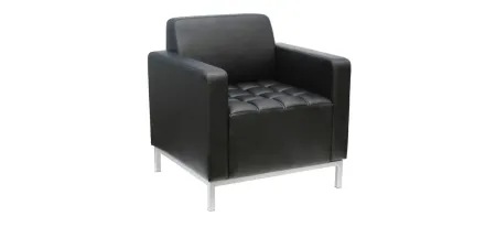 Amurgorod Guest Chair in Black Faux Leather; Silver by Coe Distributors