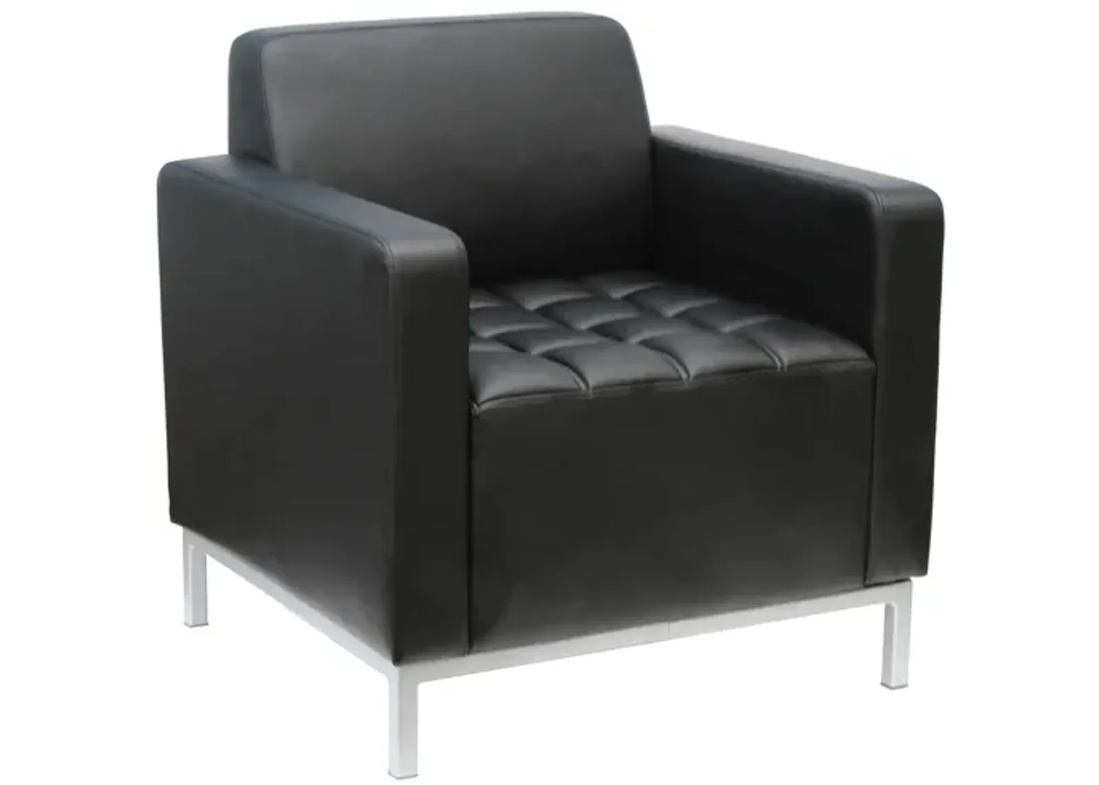 Amurgorod Guest Chair in Black Faux Leather; Silver by Coe Distributors