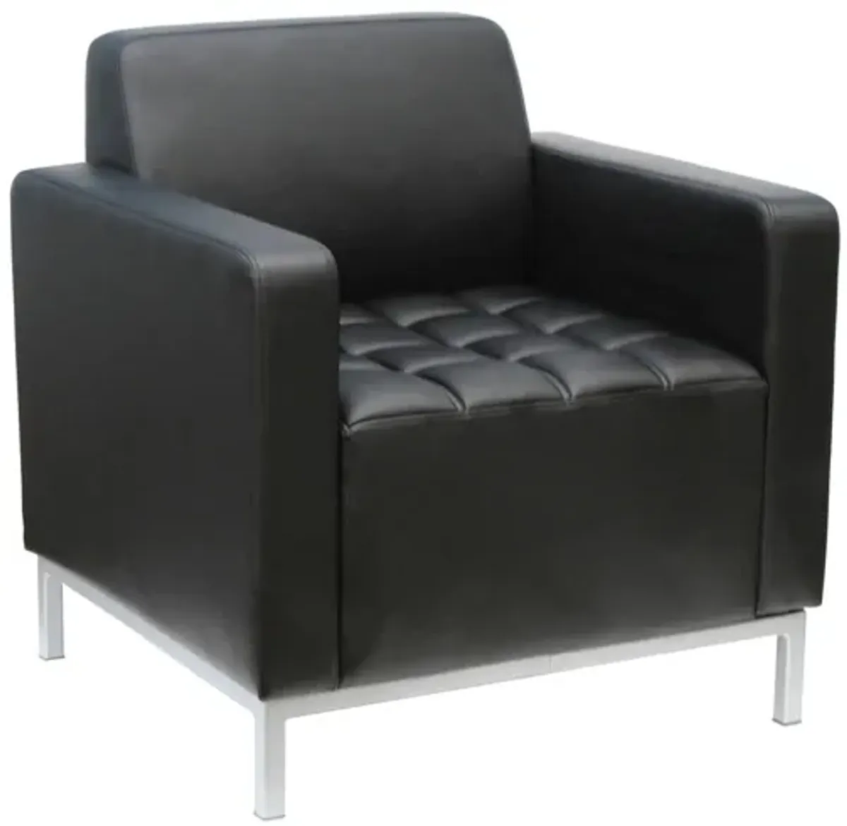 Amurgorod Guest Chair in Black Faux Leather; Silver by Coe Distributors