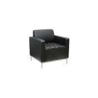 Amurgorod Guest Chair in Black Faux Leather; Silver by Coe Distributors