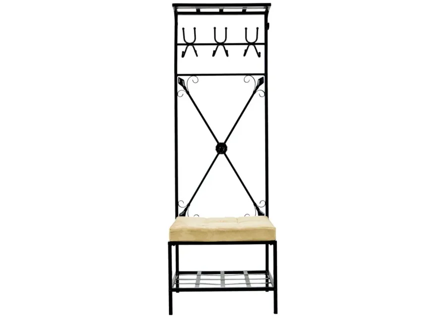 Thorne Entryway Bench/Storage Rack in Black by SEI Furniture