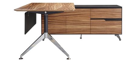 Fernley 400 Executive Desk w. Right Return File Cabinet in Zebrano Finish by Unique Furniture