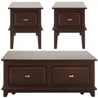 Alton 3PK Occasional Tables in Brown Cherry by Bellanest