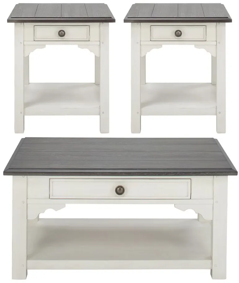Malia 3-pc. Occasional Table Set in Feathered White/Rich Charcoal by Riverside Furniture