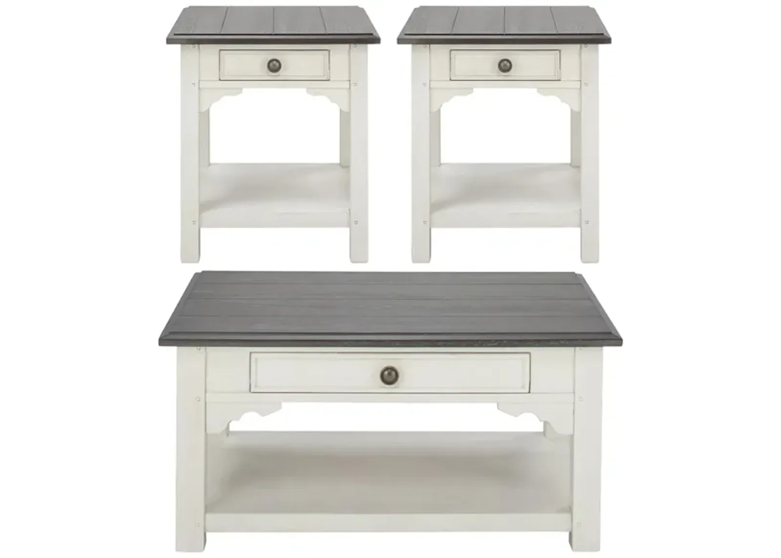 Malia 3-pc. Occasional Table Set in Feathered White/Rich Charcoal by Riverside Furniture