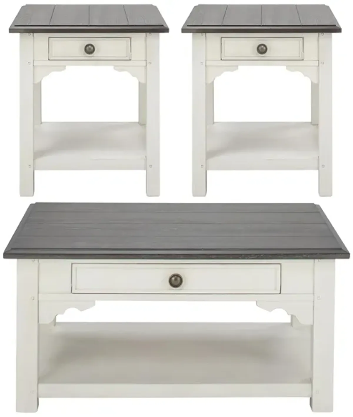 Malia 3-pc. Occasional Table Set in Feathered White/Rich Charcoal by Riverside Furniture