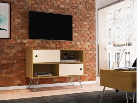 Baxter 35" TV Stand in Cinnamon and Off White by Manhattan Comfort