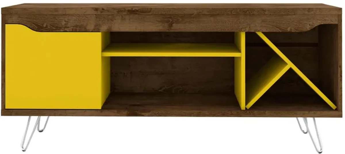 Baxter 53" TV Stand in Rustic Brown and Yellow by Manhattan Comfort