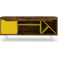 Baxter 53" TV Stand in Rustic Brown and Yellow by Manhattan Comfort