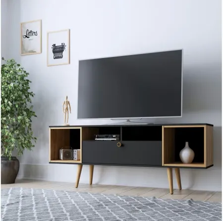 Theodore TV Stand in Black and Cinnamon by Manhattan Comfort