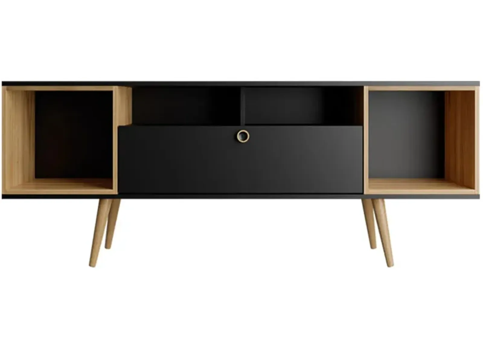 Theodore TV Stand in Black and Cinnamon by Manhattan Comfort