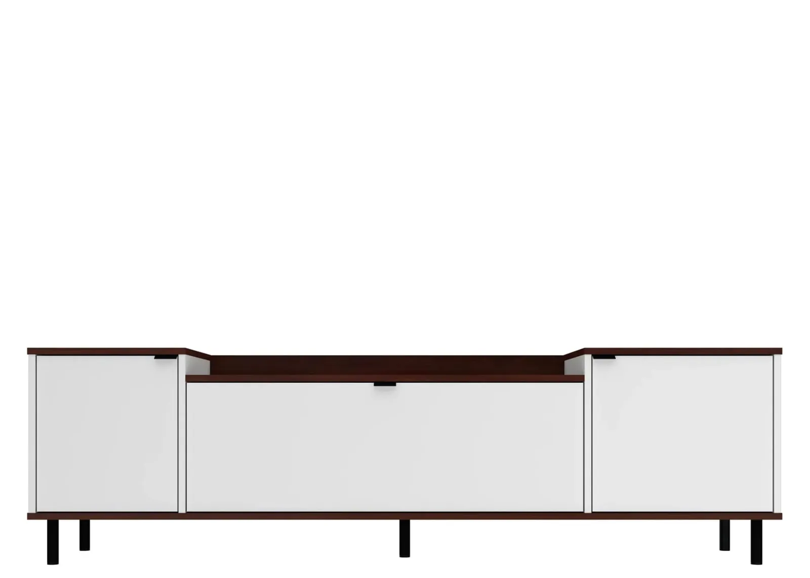 Mosholu 66" TV Stand in White and Nut Brown by Manhattan Comfort