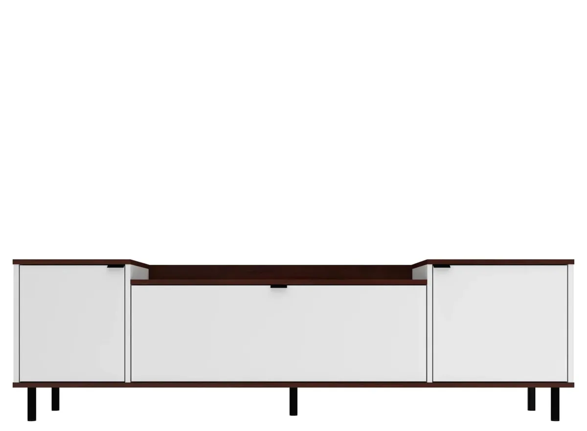 Mosholu 66" TV Stand in White and Nut Brown by Manhattan Comfort