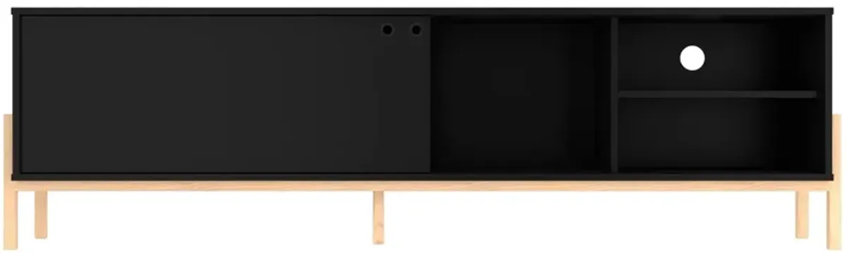 Bowery 72" TV Stand in Black and Oak by Manhattan Comfort