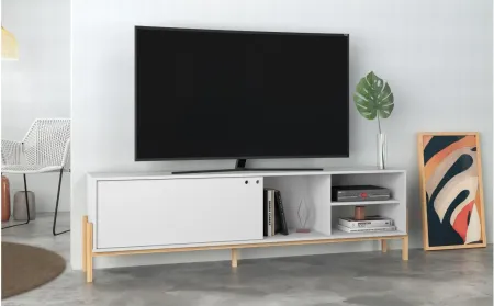 Bowery 72" TV Stand in White and Oak by Manhattan Comfort