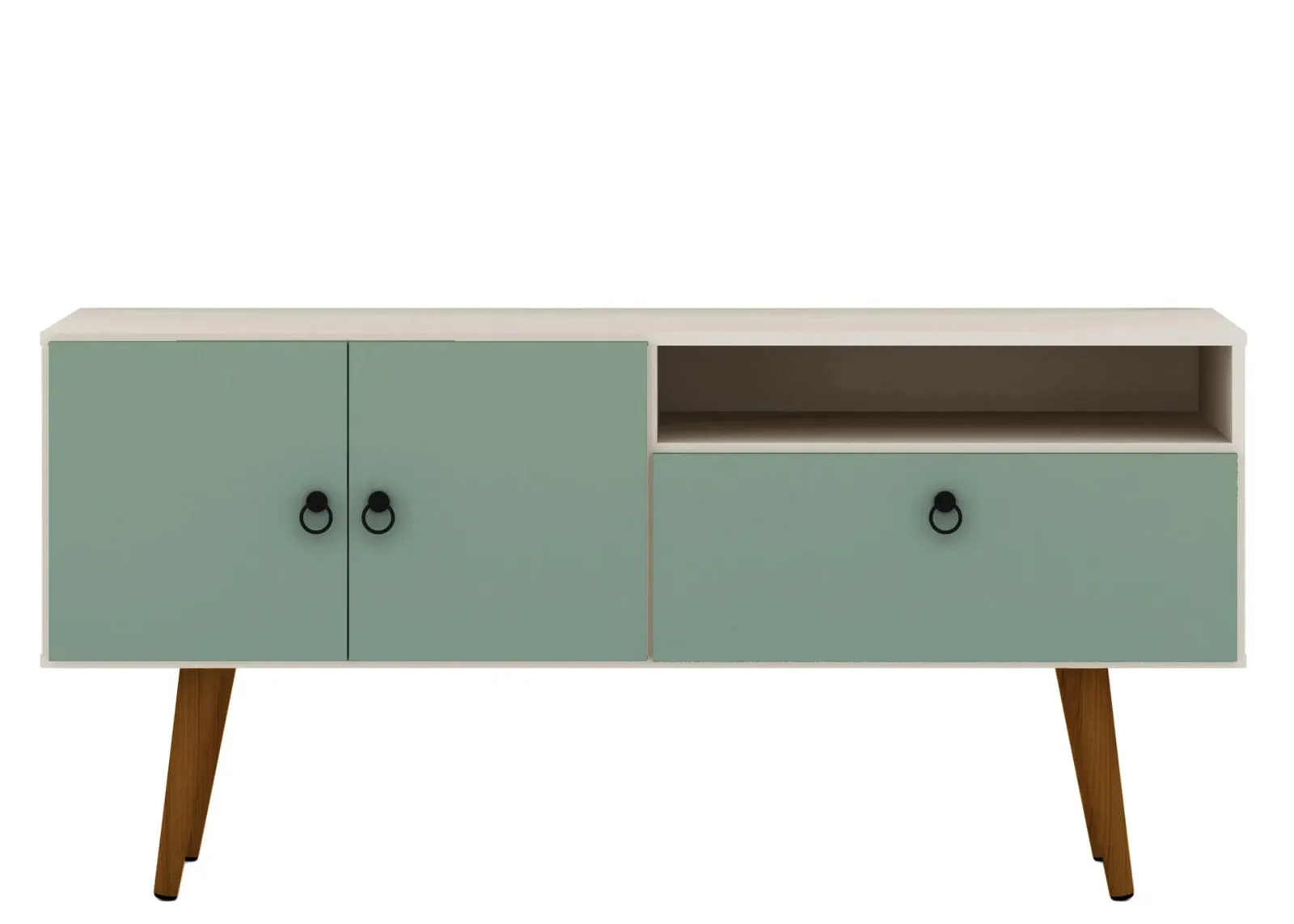 Tribeca 54" TV Stand in Off White and Green Mint by Manhattan Comfort