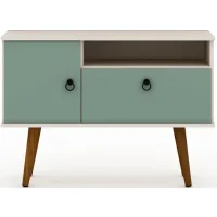 Tribeca 35" TV Stand in Off White and Green Mint by Manhattan Comfort