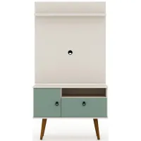 Tribeca 35" TV Stand and Panel in Off White and Green Mint by Manhattan Comfort