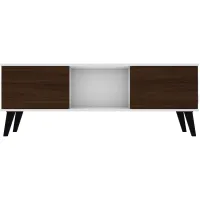 Doyers 53" TV Stand in White and Nut Brown by Manhattan Comfort