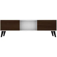Doyers 62" TV Stand in White and Nut Brown by Manhattan Comfort