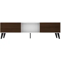 Doyers 70" TV Stand in White and Nut Brown by Manhattan Comfort