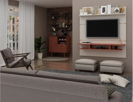 Tribeca 63" Floating Entertainment Center in Off White and Terra Orange Pink by Manhattan Comfort
