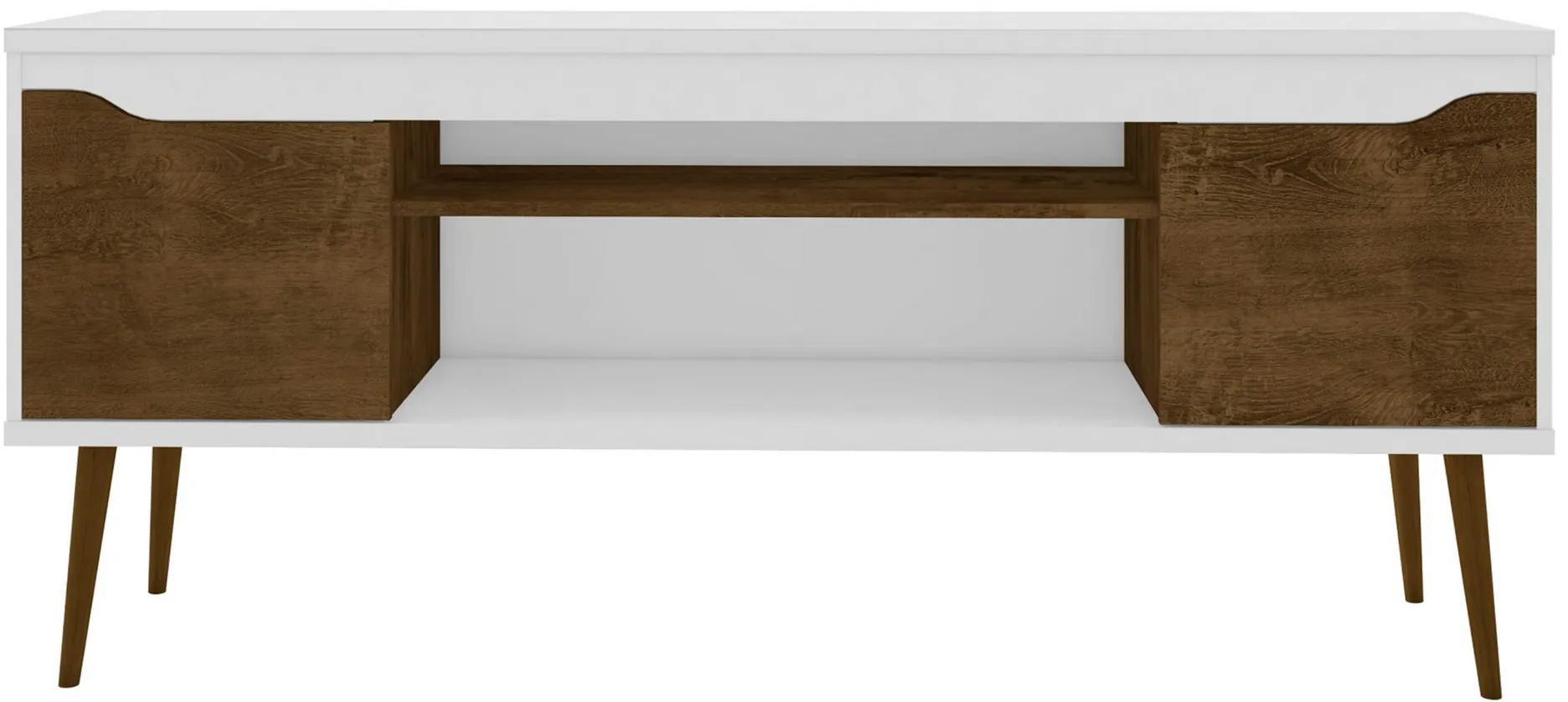 Bradley 62" TV Stand in White and Rustic Brown by Manhattan Comfort