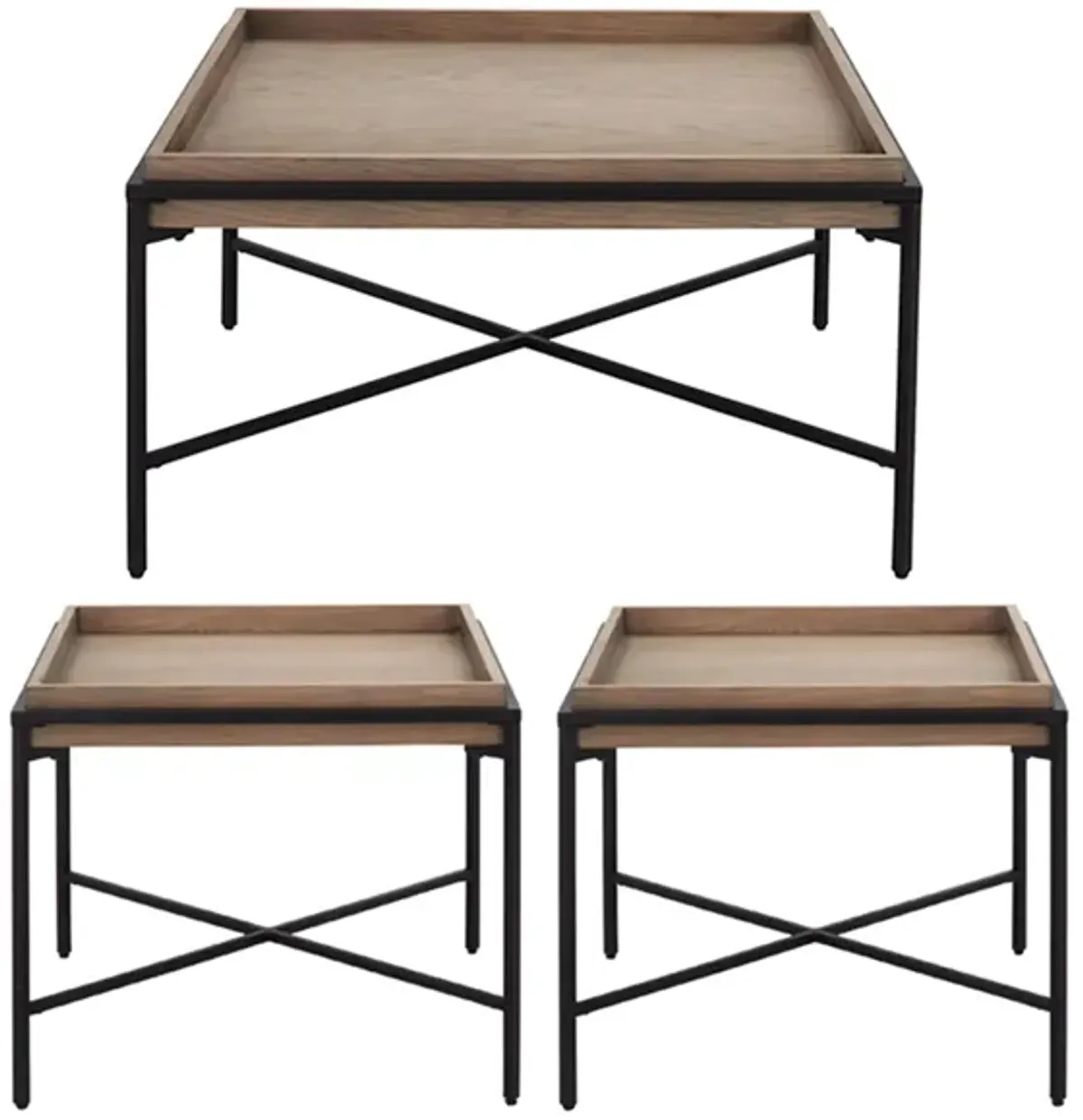 Callahan 3-pc. Occasional Tables in Drifted Oak;Black by Bassett Mirror Co.