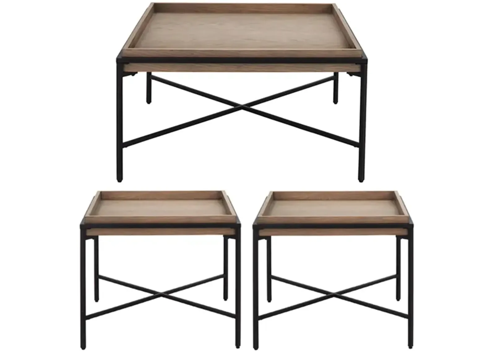 Callahan 3-pc. Occasional Tables in Drifted Oak;Black by Bassett Mirror Co.