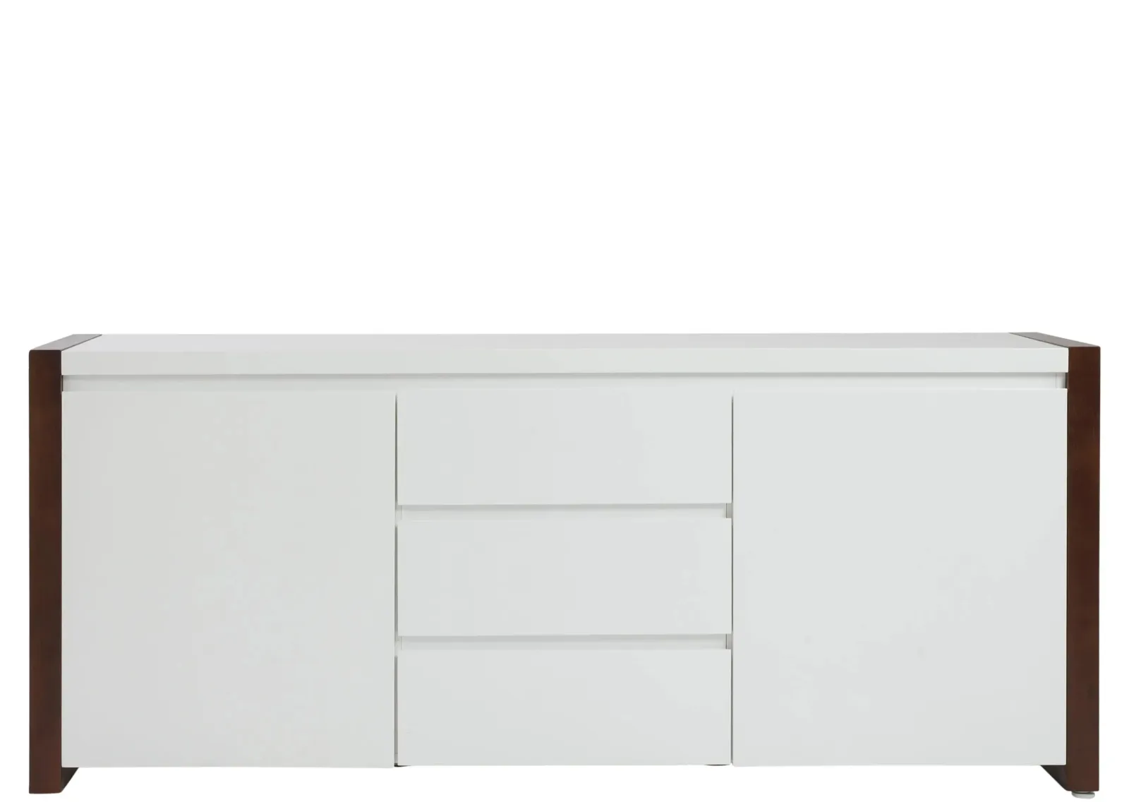 Manon Sideboard in Matte White Lacquer/Dark Walnut by EuroStyle