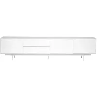 Birmingham 82" Media Stand in High Gloss White/White Powder Coated Steel by EuroStyle