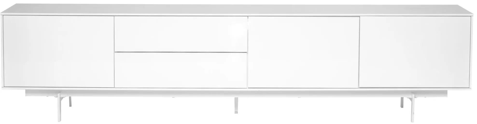Birmingham 82" Media Stand in High Gloss White/White Powder Coated Steel by EuroStyle