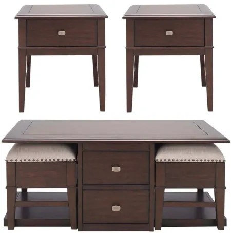 Harlin 3-pc. Cocktail Table and Two End Tables Set in Brown by Bellanest