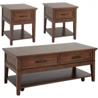 Trenton 3PC Occasional Tables in Brown Cherry by Bellanest