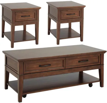 Trenton 3PC Occasional Tables in Brown Cherry by Bellanest