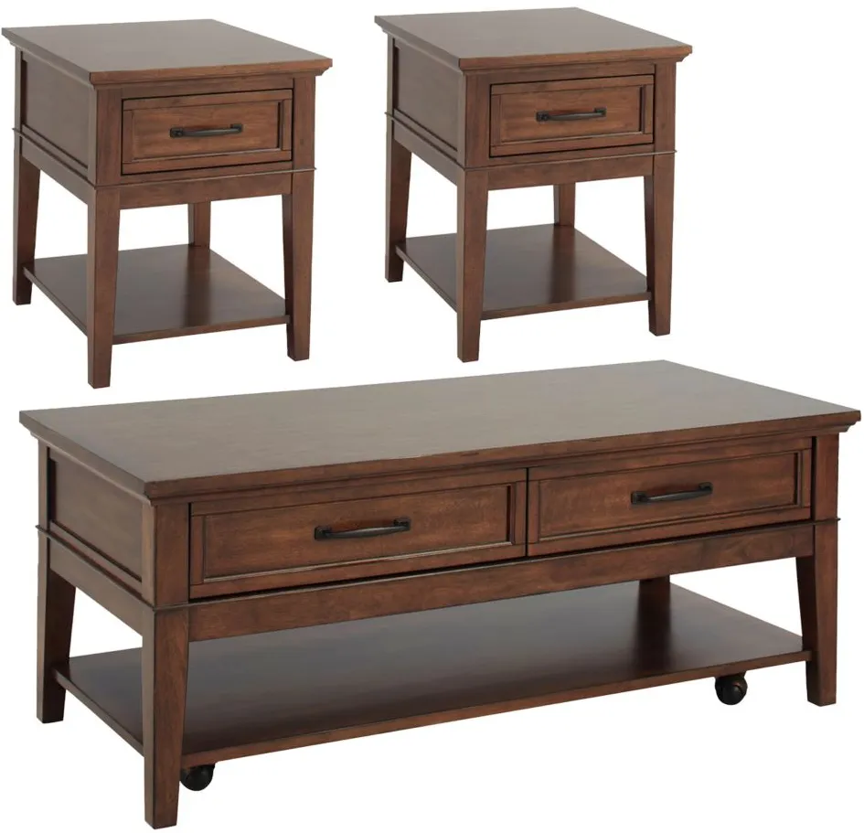 Trenton 3-pc Occasional Tables in Brown Cherry by Bellanest