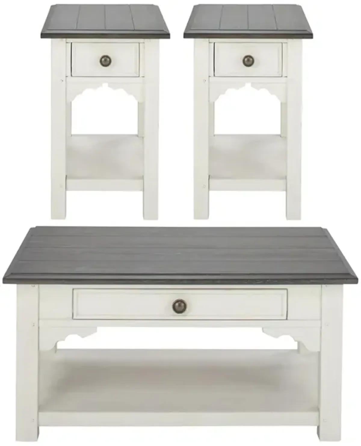 Malia 3PC Occasional Table Set in Feathered White/Rich Charcoal by Riverside Furniture