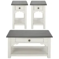 Malia 3PC Occasional Table Set in Feathered White/Rich Charcoal by Riverside Furniture