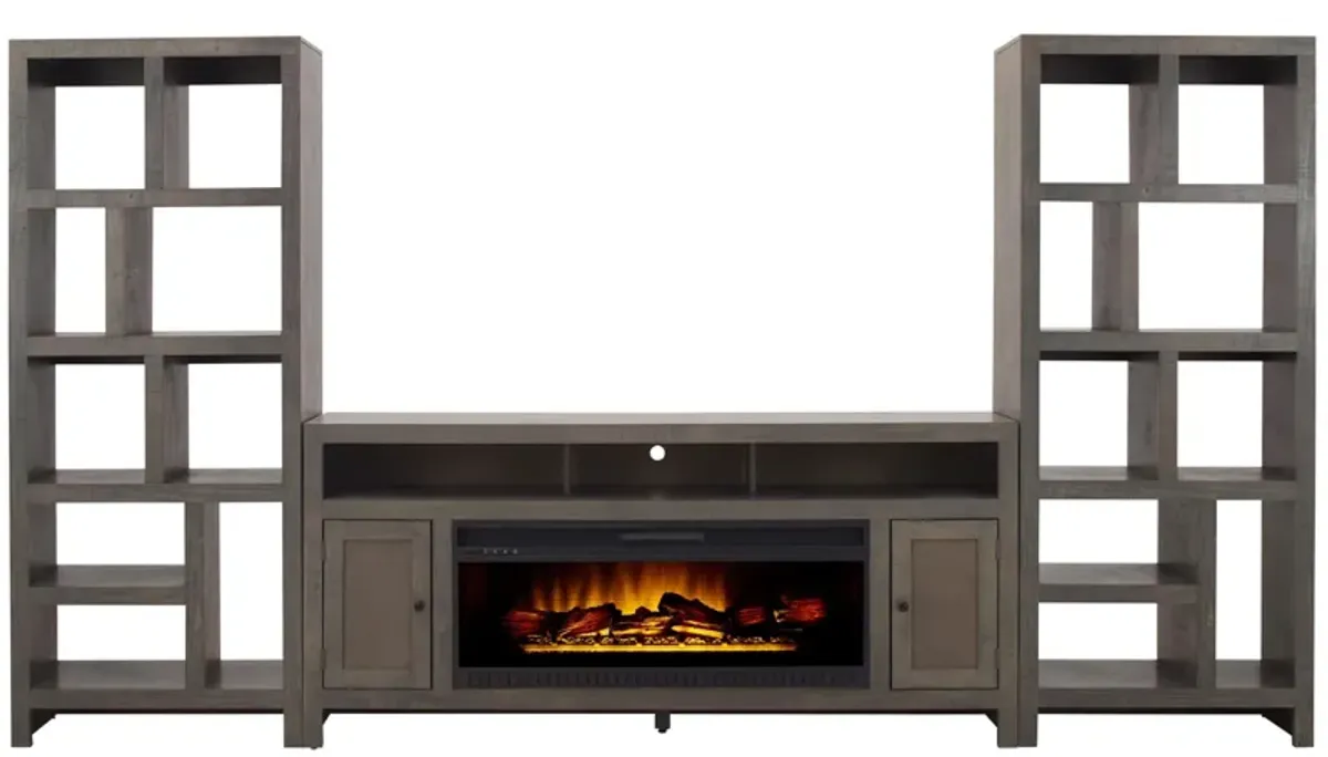 Warren 3pc 72" Fireplace Entertainment Wall in Rain Gray by Golden Oak