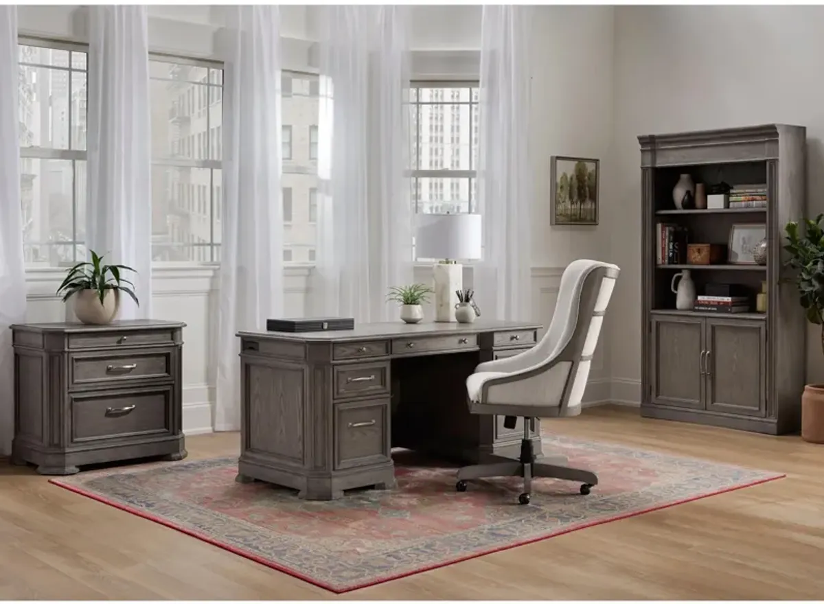 Crystal Falls 4-pc. Excutive Desk Home Office Set in Pavestone by Riverside Furniture