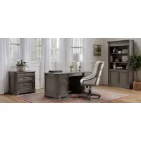 Crystal Falls 4-pc. Excutive Desk Home Office Set in Pavestone by Riverside Furniture