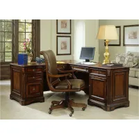 Brookhaven 2-pc. Executive Desk in Distressed Medium Clear Cherry by Hooker Furniture