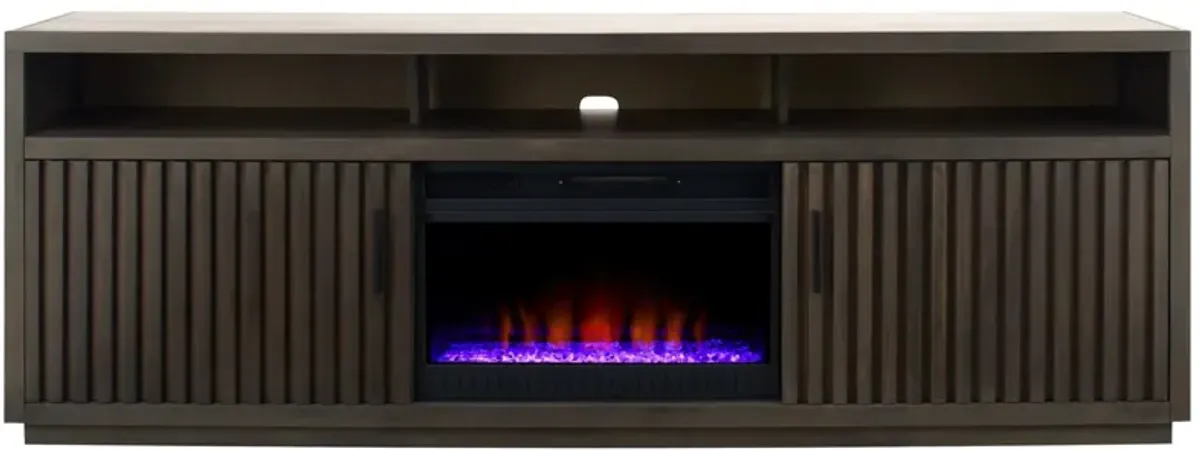 Henty 84" TV Console with Fireplace in Smoke Gray by Golden Oak