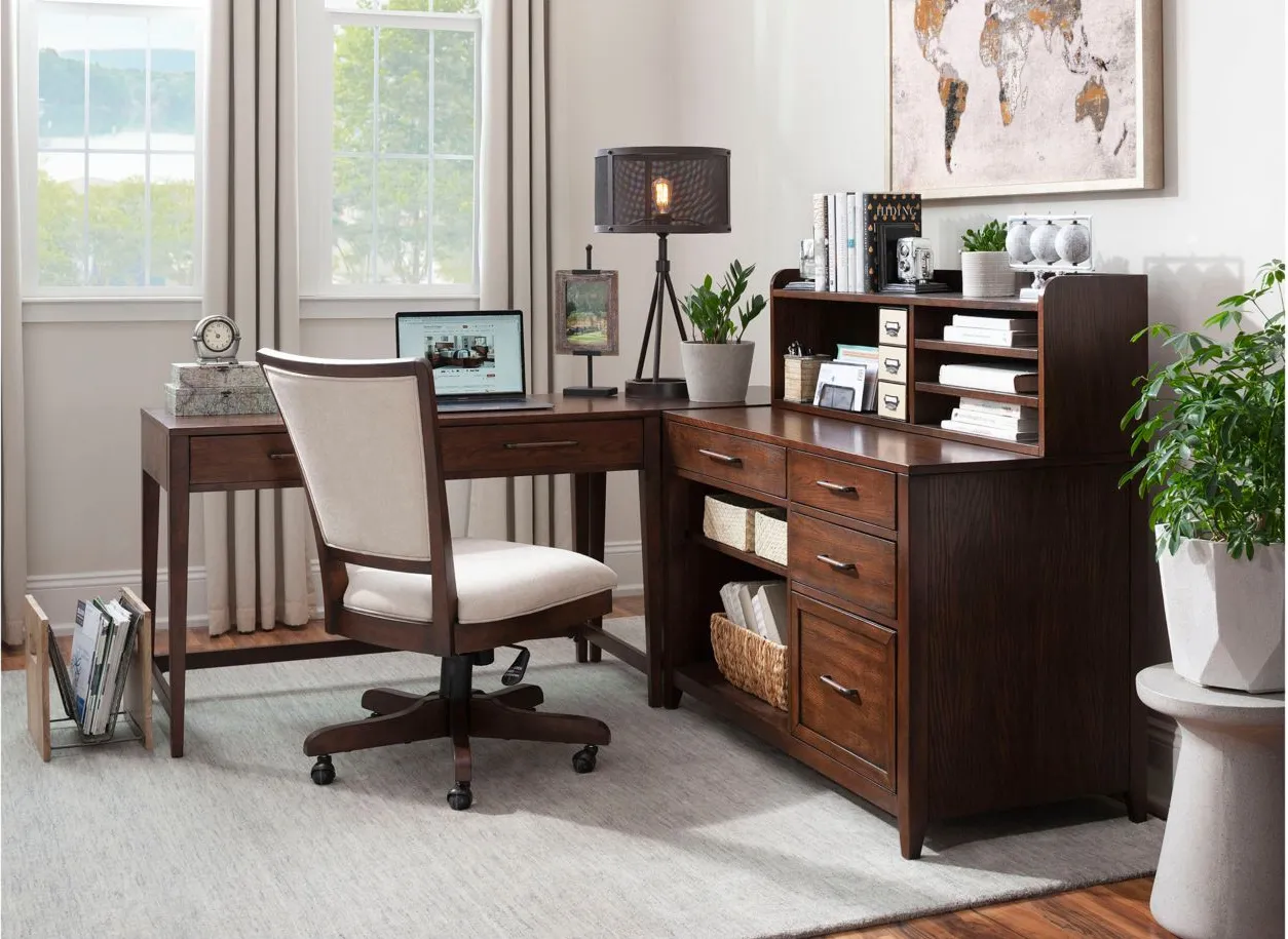 Levinson 4-pc. Home Office Set in Plymouth Brown Oak by Riverside Furniture
